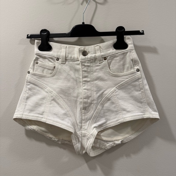 Mugler High Waist Denim Shorts - White - Picture 3 of 4